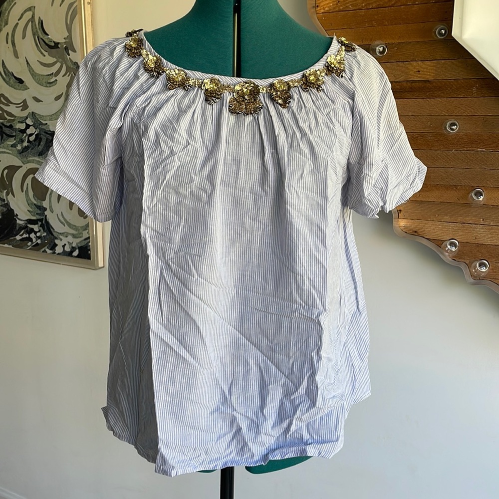 Antik Batik Sheril Blouse with Sequin Neckline Size S/38